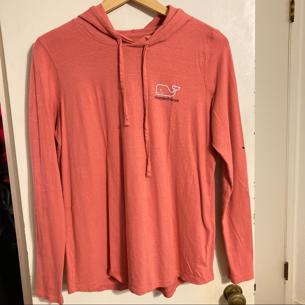 Medium Pink Vineyard Vines Hooded Long Sleeve T-Shirt